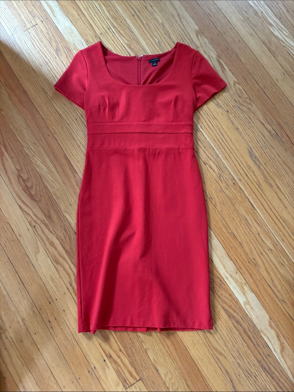 Ann Taylor Red Scoop-Neck Sheath Dress